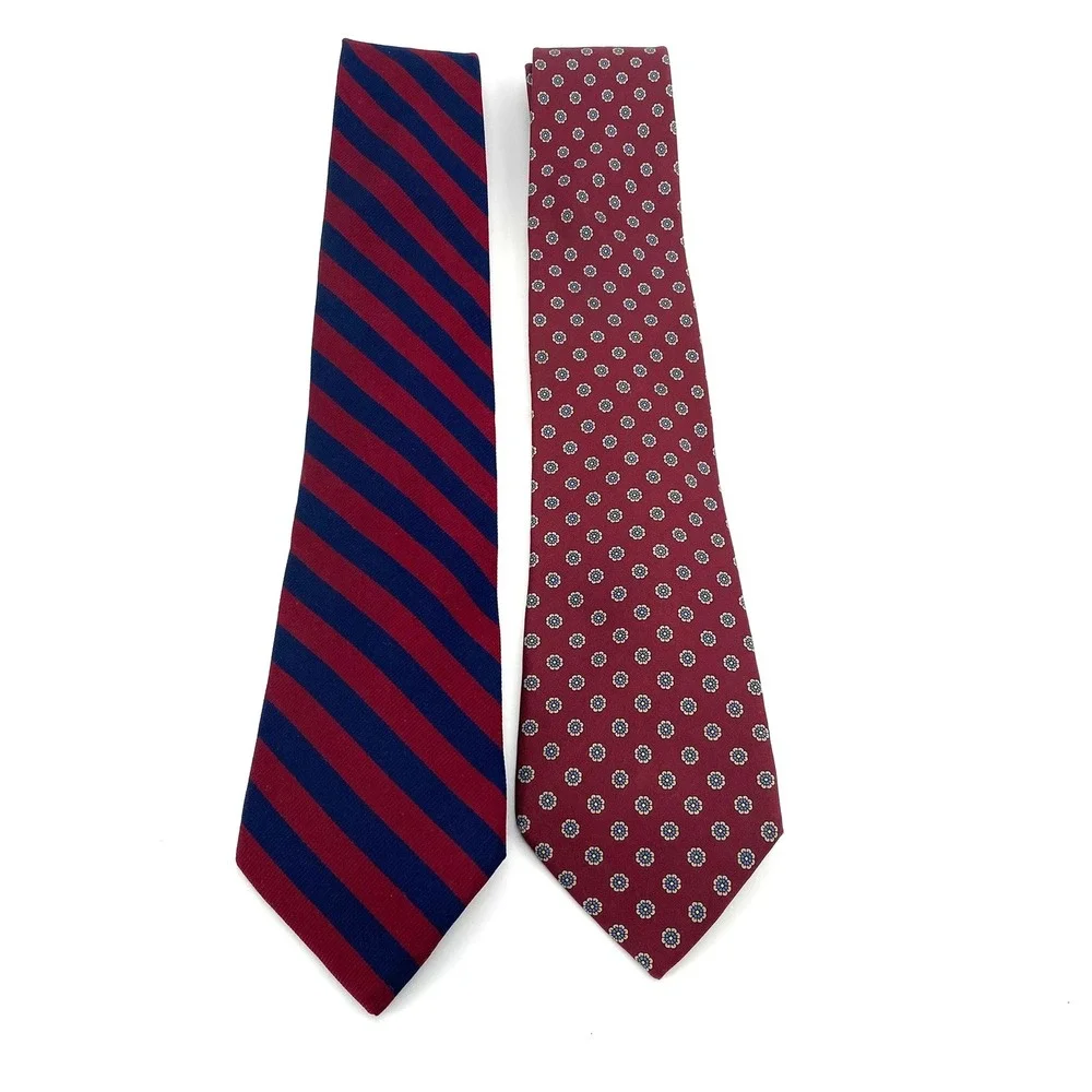 Thukker's Tiesmiths Tall Man Burgundy Blue Striped Patterned Necktie LONG 3.5x63 - Picture 3 of 3